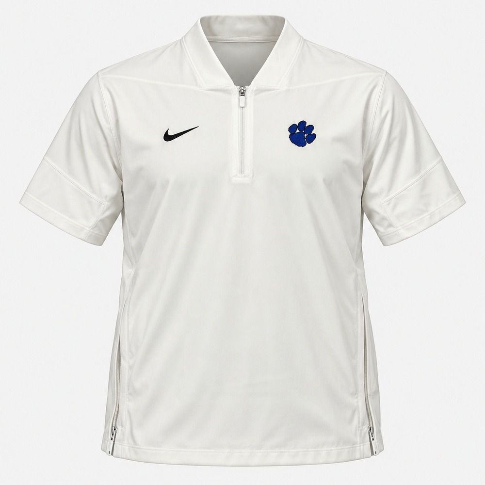 Nike Men's XXL White Short Sleeve Quarter Zip Coach Jacket Blue Paw NWT